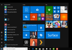 Clicking the start menu to do windows 10 update