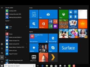 Clicking settings option to do windows 10 update